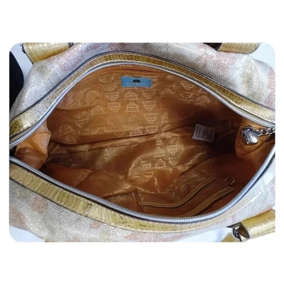 Kathy Van Zeeland Gold  Floral Shimmer Shoulder Bag Purse - Picture 10 of 13
